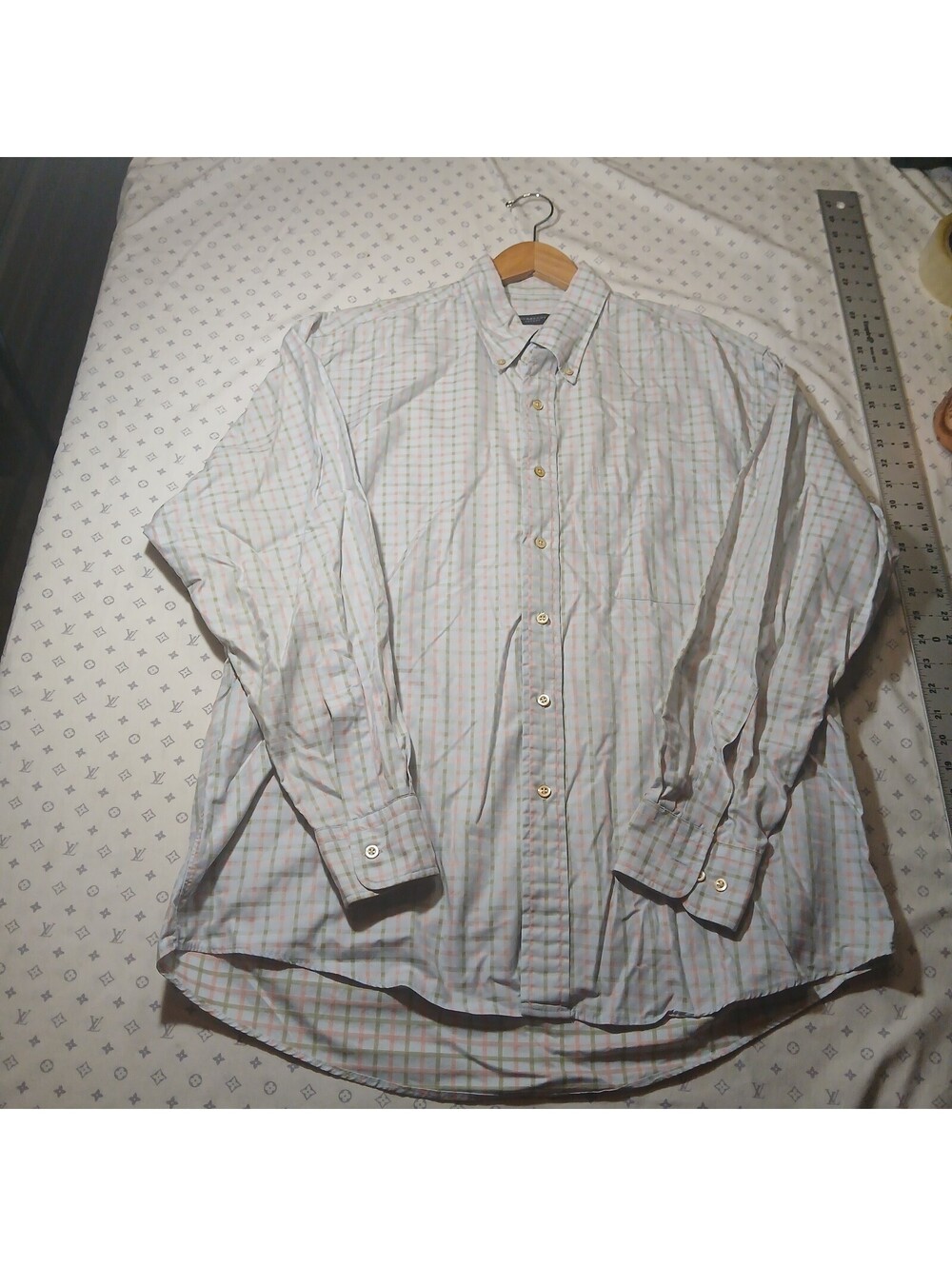 Burberry London Mens Large Plaid Button Front Shirt Long Sleeve Cotton